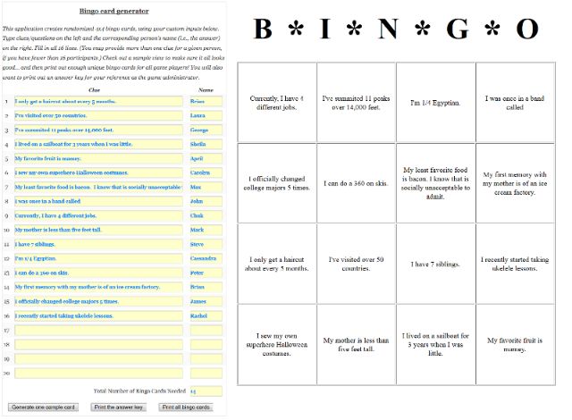 Bingo Card Generator