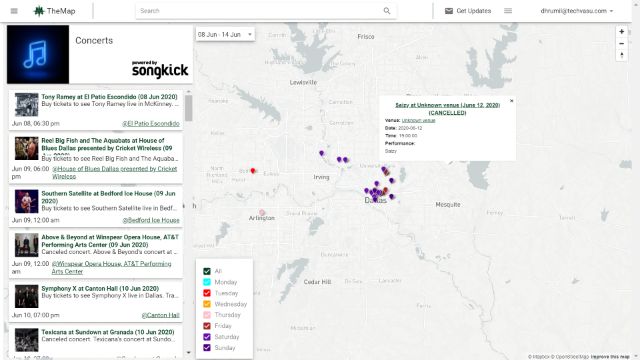 Live concerts mapping